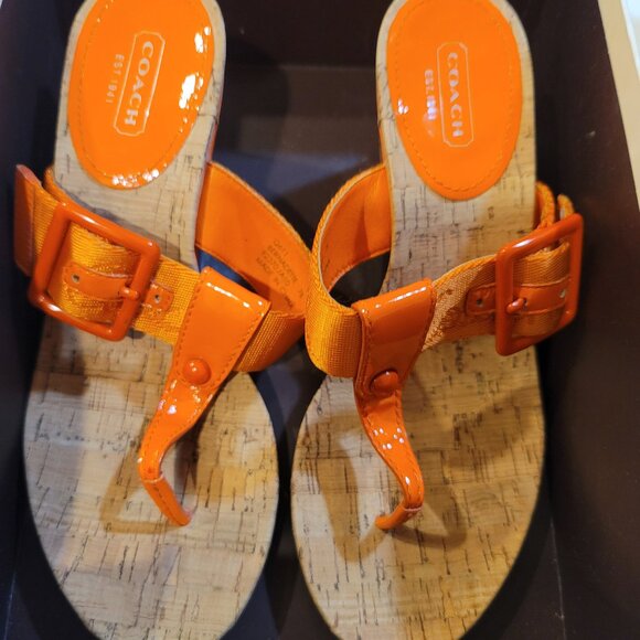 Authentic Coach Bernadette Sandals Orange - Picture 1 of 6